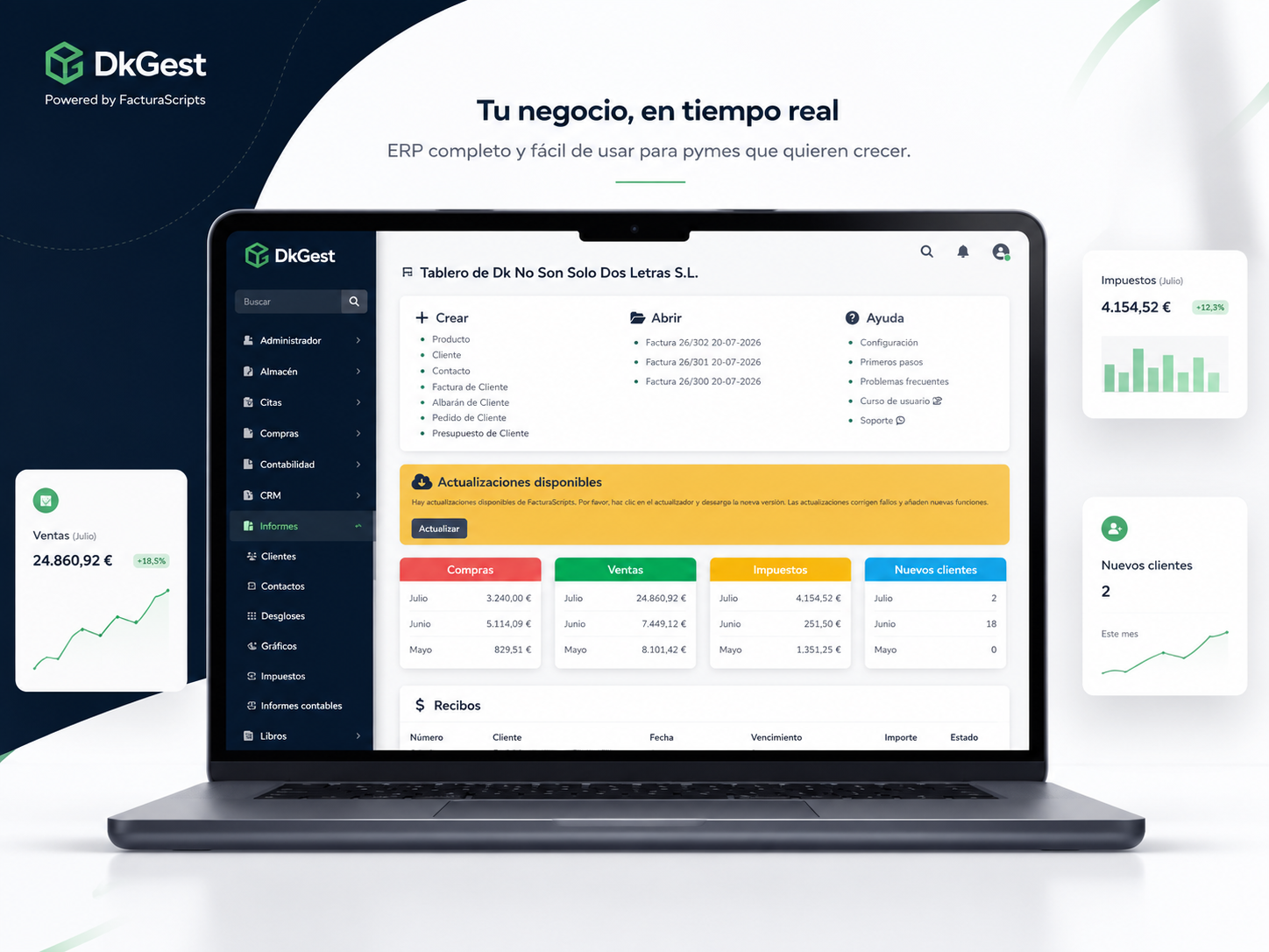 ERP en la nube DkGest para gestión empresarial